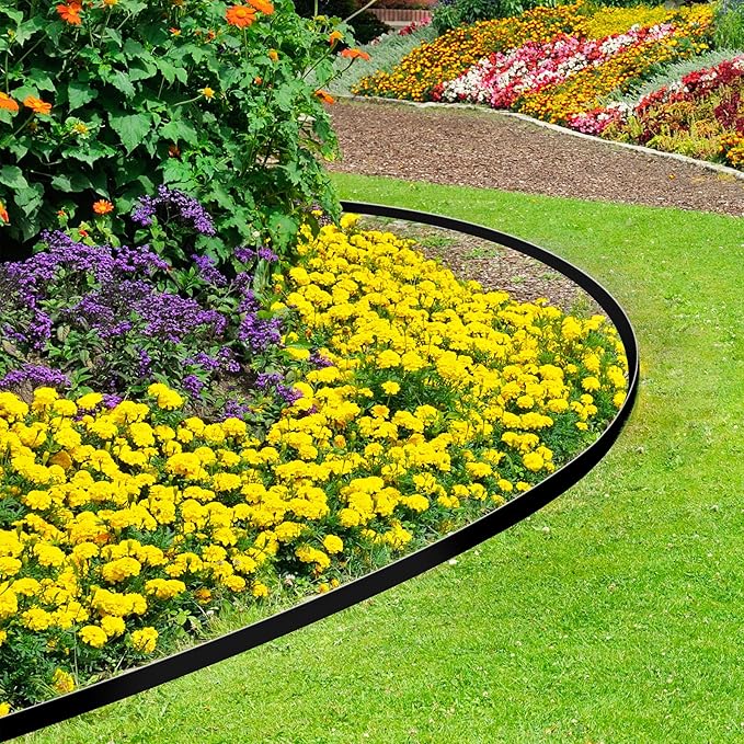 1.5 Inch Garden Edging Border 100FT, Plastic Edging for Landscaping with 90pcs Spikes
