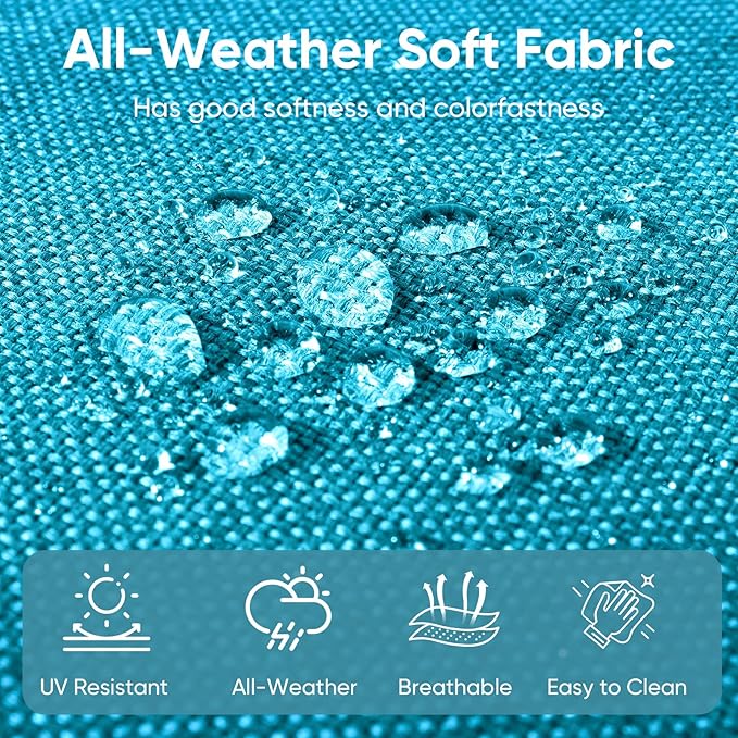 8-Piece Outdoor Patio Cushion Set - Fade & Water Resistant with Removable Olefin Cover, 22x24x4 Inch Memory Foam Cushions for Wicker Sectional Sofa – Teal/Buckle