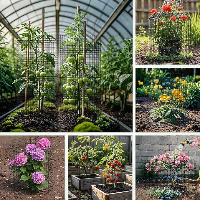 9 PCS Plant Protectors from Animals,12x12 Inch Heavy Duty Metal Plant Cages, Garden Cage to Keep Animals Out, Garden Wire Mesh Protection from Rabbit Chicken Squirrel Tree, Vegetables, Flowers