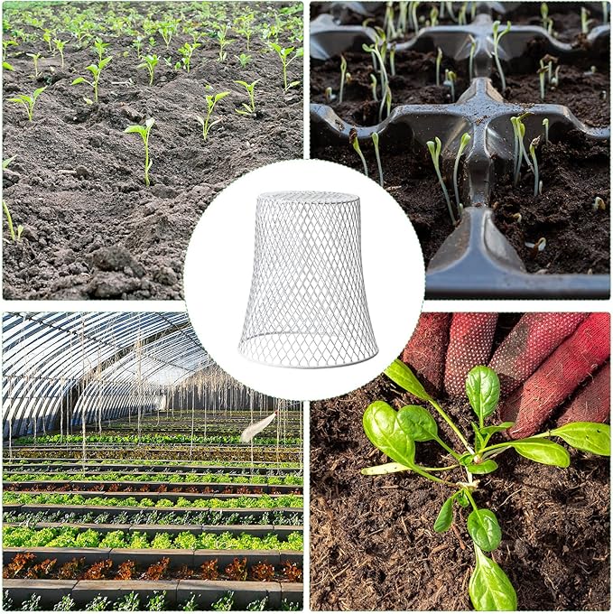 40 Pcs 8 inch Chicken Wire Plant Covers,Wire Garden Cloches Chicken Wire Cloche Plant Protector Metal Heavy Duty Garden Plant Cloche for Keeping Bunnies Chicken Squirrels Birds Other Out