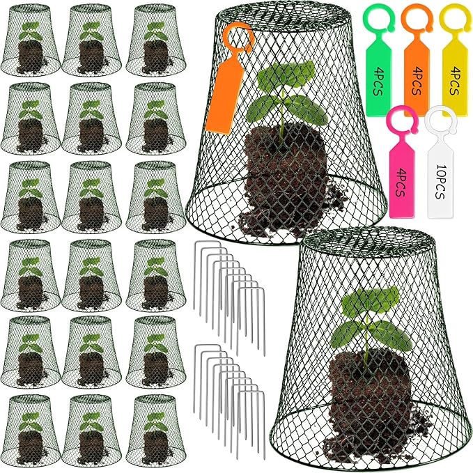 20 Pcs 8inch Chicken Wire Plant Covers,Wire Garden Cloches Chicken Wire Cloche Plant Protector Metal Heavy Duty Garden Plant Cloche for Keeping Bunnies Chicken Squirrels Birds Other Out