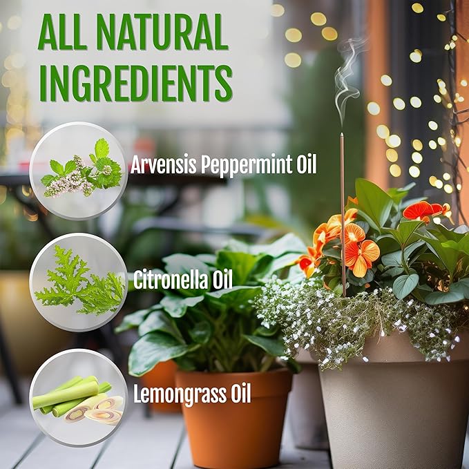 Farm Raised Candles USA Made - Bulk Pack Mosquito Repellent Incense Plant Based Natural Mosquito Gnat's & No See um Outdoor Patio Sticks Mintronella