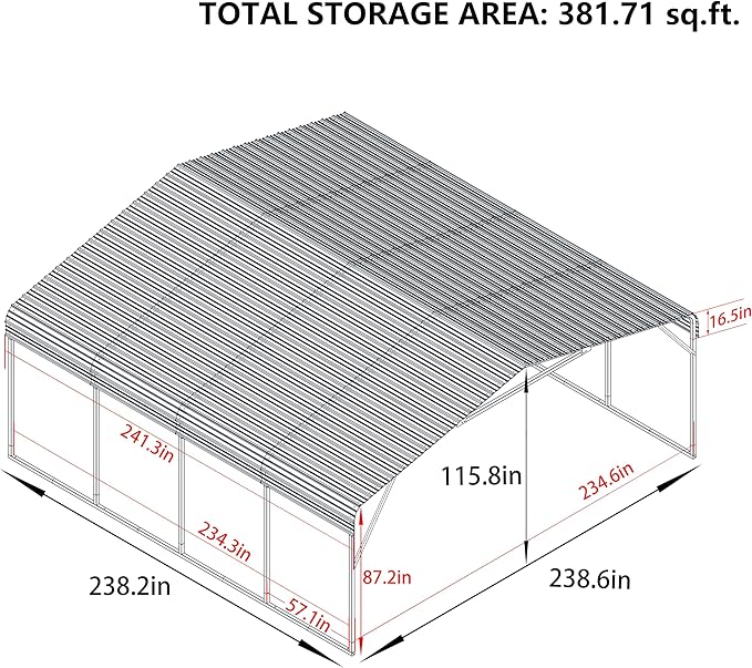 MUPATER 20' x 20' Heavy Duty Canopy for Garage, Outdoor Metal Carport Canopy, Car Garage Shelter with Innovative Assembly Metal Roof and Frame for Car, Boat,Cream White