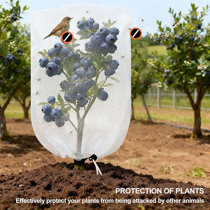Garden Mesh Netting with Drawstring & Zipper,4PACK 2.3Ft x3.3 FT Mesh Netting Pest Barrier Protection Bird Mosquito Net Plants Cover for Patio Vegetable Plants Fruit Tree