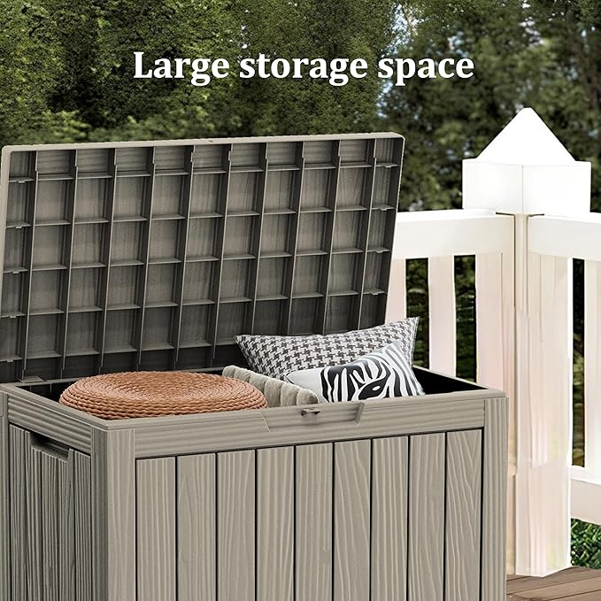45GAL Brown Outdoor Storage Deck Box with Lock Hole – Waterproof, SGS - Tested UV Protection, Perfect for Patio Pillows & Pool Floats, Sturdy All - Weather Design