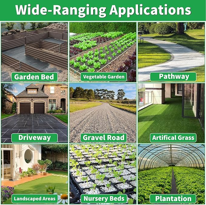 6ftx100ft Garden Landscape Fabric Weed Barrier Fabric Heavy Duty,Weed Blocker Fabric, Geotextile Fabric Under Gravel,Garden Tarp to Prevent Weeds, Landscaping Fabric, Driveway Fabric