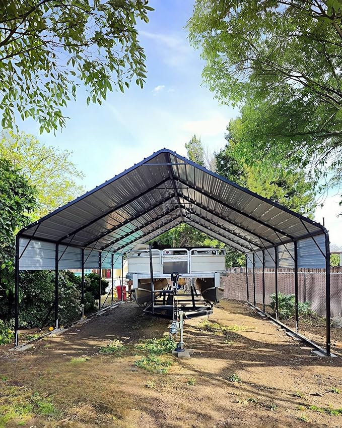 20'x25'x13' Metal Carport for 2 Cars, Extra Tall Car Port, Reinforced Frame and Roof for All-Weather, for Bass Boats, Full-Sized Pickup Trucks, and Tractors, N.W. 980 Lbs