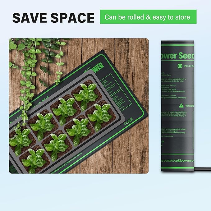 iPower 10" x 20" Waterproof Durable Seedling Heat Mat Warm Hydroponic Plant for Indoor Gardening Germination Starting, 2 Pack