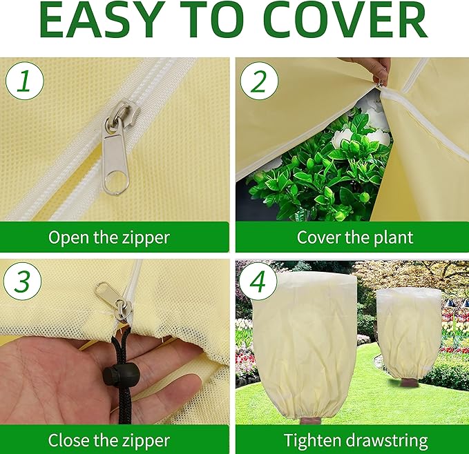 TCBWFY 95x80 Inch Huge Plant Covers Freeze Protection Frost Cloth for Outdoor Plants,2.82oz/yd² Thickened Winter Tree Covers with Zipper Drawstring,Frost Blanket from Wind,Pest and Animal