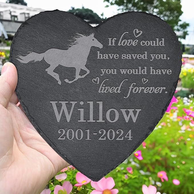 Horse Memorial Stone - Horse Memorial Gifts - Pet Loss Gift - Loss of Horse - Heart
