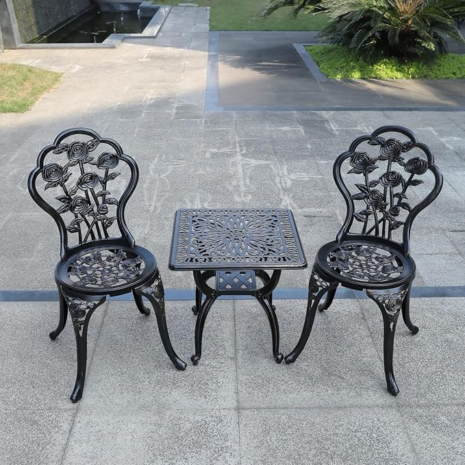 KAILI Outdoor Cast Aluminum Side Table Patio Side Table Backyard, Pool, Indoor, Easy Maintenance and Weather Resistant Coffee Table Porch Table Bistro Table (18.5square-Bronzed)