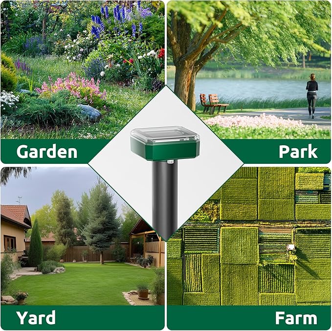 X-PEST 8 Pack Mole Repellent for Lawns Solar Powered Groundhog Spikes, Ultrasonic Mole Stakes for Yard, Waterproof Gopher Repellent to Get Rid of Chipmunk, Vole and Snake for Garden