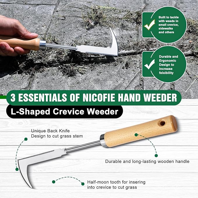 Hand Weeder Tool Garden Weeding Tool, Uprooting Weeding Tool Gardening Weeder Tool, Stainless Steel Gardening Tools for Yard and Garden, 2 Pcs