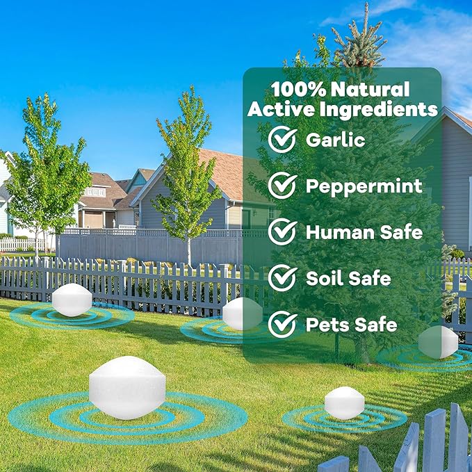36 Pack Mole Repellent, Long-Lasting Protection for Gardens Yards, Waterproof Rodent Repellent for Gopher, Groundhog, Vole, Chipmunk, Skunk, Armadillo, Outdoor Mole Deterrent, Safe for Humans & Pets