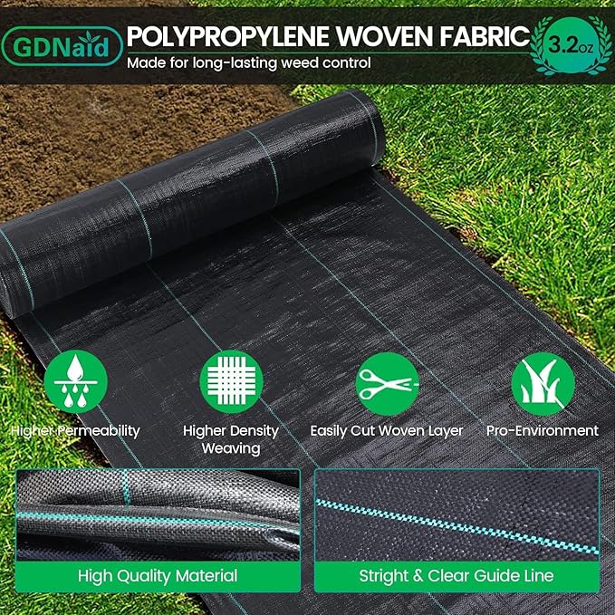 Weed Barrier 3ft x 300ft Landscape Fabric 3.2oz Weed Barrier Fabric, Easy Setup Landscaping Fabric, Garden Weed Fabric for Gardening, Farming