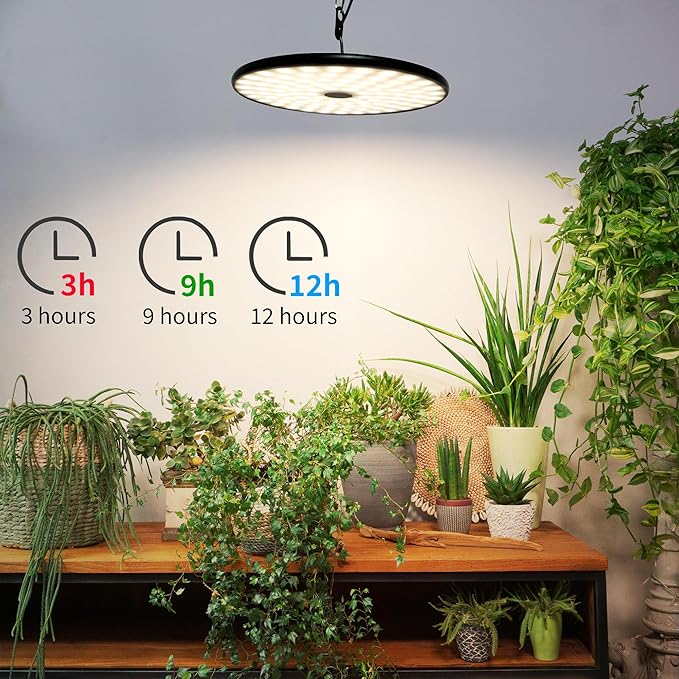 chiphy Hanging Grow Lights for Indoor Plants, 40W Full Spectrum with 3/9/12 Hours Timer, Pendant Plant Lights for Indoor Growing, Large Tall Plant, Garden, Flowers, Greenhouse,16.7FT Power Cord