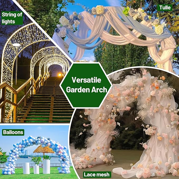 Twira Garden Arch Trellis, 7.9FT(240cm) Metal Garden Arbor Trellis for Climbing Plants Outdoor, Large Wedding Arch for Ceremony, Black Archway Trellises Decoration for Lawn, Patio, Backyard
