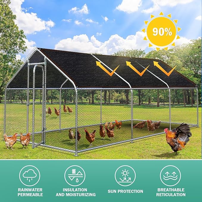 QNLONG Shade Cloth for Garden, 90% Black Shade Net Mesh Tarp with Grommets Sun Shade Cover Tear Resistance for Plants Greenhouse Chicken Coop Vegetables Pergola 6X8FT