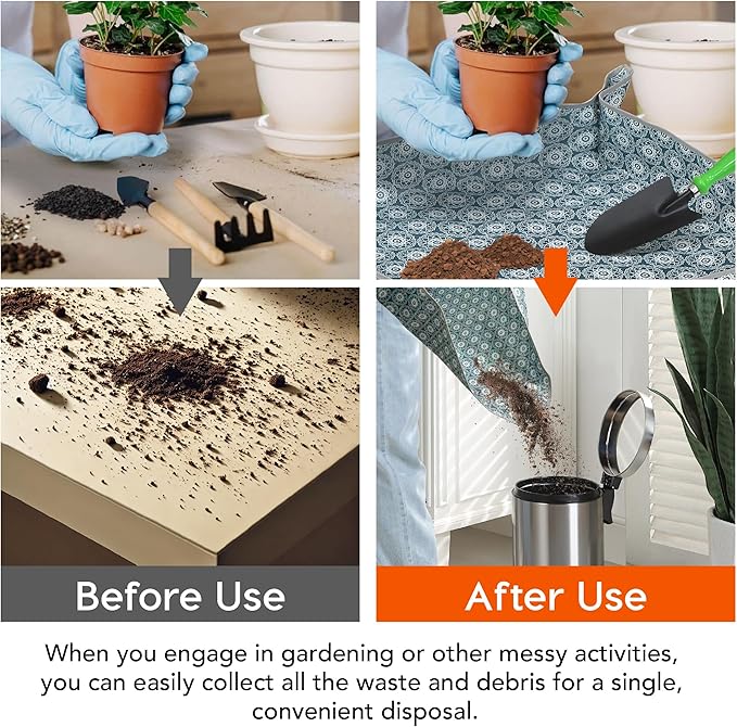 Heavy-Duty Waterproof – Indoor Plant Transplanting & Mess Control Mat, Thick Succulent Potting Tray for Soil Change, Spill-Proof Gardening & Pet Grooming Mat (M - 29.5" X 29.5")