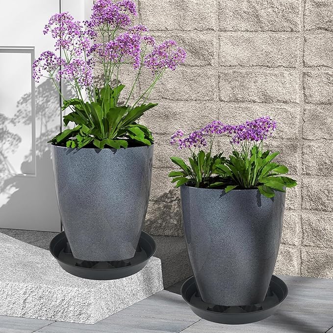 4 Pack Plant Saucer 12 inch, 8 10 14 17 inch, Plant Stand Plastic Plant Saucers for Indoors Outdoor, Heavy Duty Flower Saucers for Potted Plants, Pot Saucers for Plants, Grow Bags Saucers