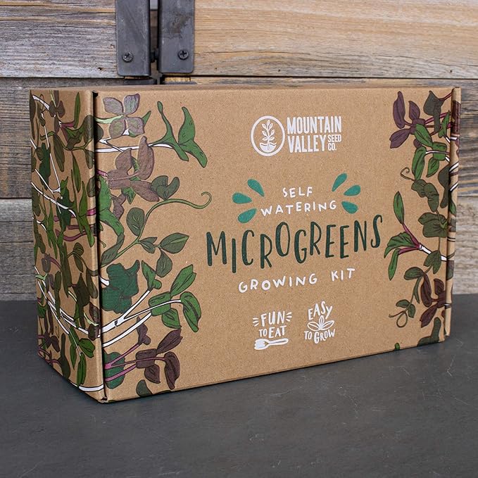 Self Watering Indoor Microgreens Kit - Soil and Hydroponic Combo Pack - Complete Microgreens Growing Kit for Vegetable Seeds & Herb Seeds - Broccoli Seeds, Radish, Chard Seeds, Cilantro Seeds, & More