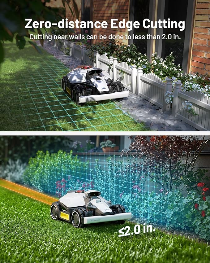 LUBA mini AWD 1500H Robot Lawn Mower with Garage, Mowing 0.37 Acre, All-Wheel-Drive for 80% Slope, UltraSense AI Vision+RTK Auto-Mapping, Cutting Height 2.2"-4.0"