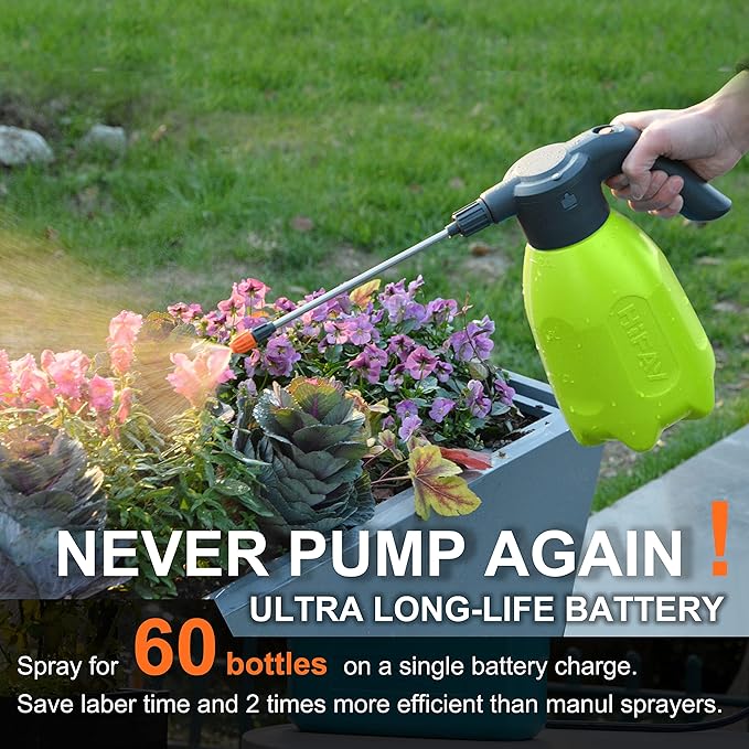 ES2-PRO Electric Spray Bottle 2L/0.5Gallon, Rechargeable Battery Powered Sprayer Spray 60 Bottles On a Single Charge, Automatic Plant Mister,Pump Sprayer,Indoor Watering Can for Plants