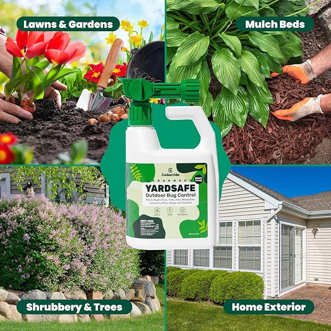 Cedarcide YardSafe | Kills & Repels Mosquitoes, Ticks, Fleas, Mites & More with Natural Essential Oils | Family & Pet-Safe | Eco-Friendly | 1 Quart (32 Oz.)