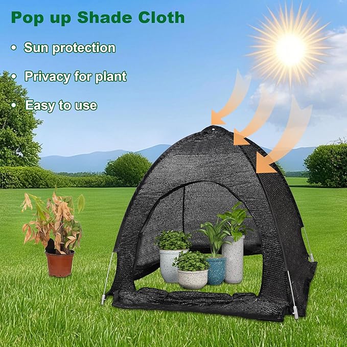 winemana 2 Pcs 70% Plant Shade Tent for Garden, 33.5x35.5x31.5 inch Sun Shade Netting Cloth for Outdoor Plants, Pop Up Net Cover UV Resistant, Insect Animal Protective Covers for Vegetable Fruit Crops