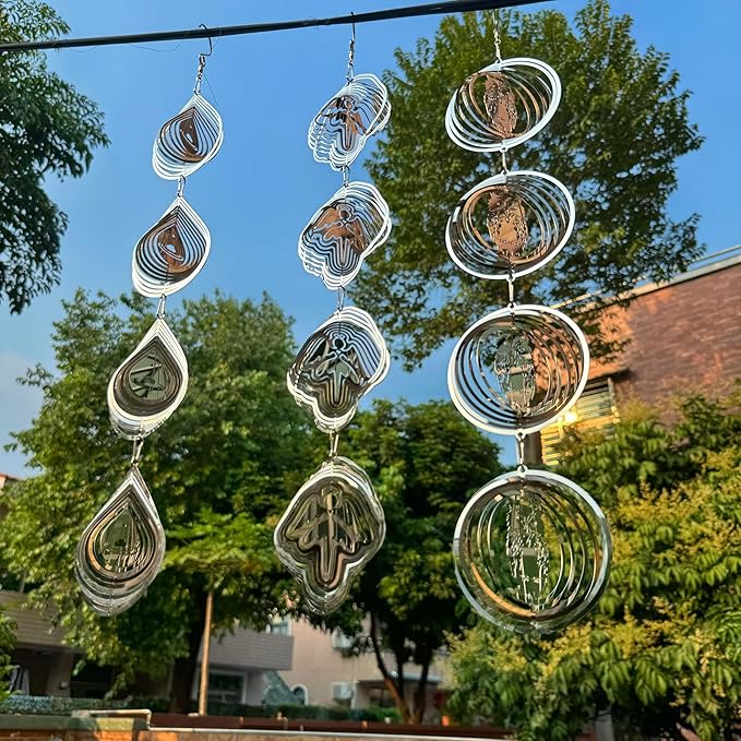 Bird Scare Discs Set,Highly Reflective Bird Deterrent,Extra Sparkly Wind Spinner Outdoor Garden Decor,Bird Scare Devices for Yard Patio.