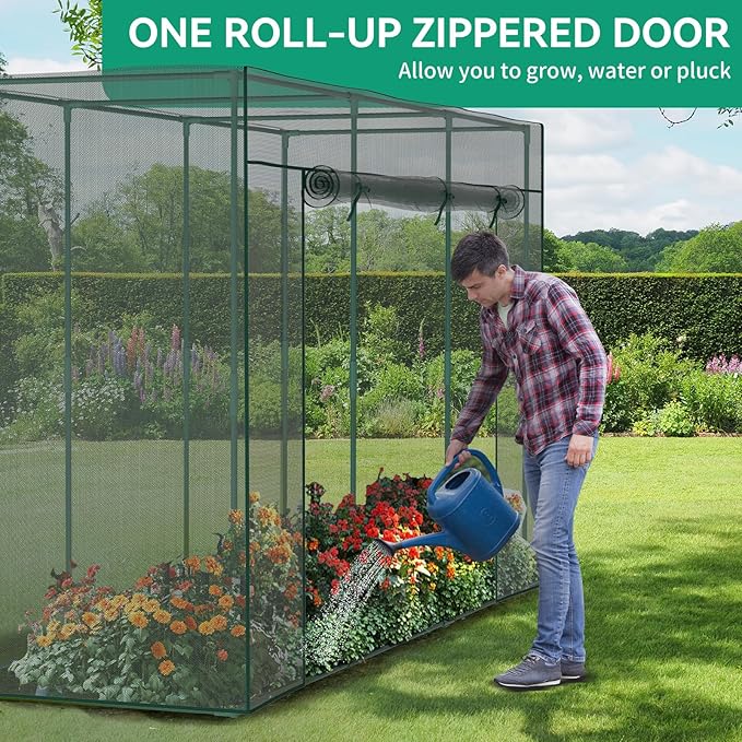 Crop Cages for Garden Plant, 9.8x3.3x6 Ft Plant Protection Netting Tent with Zippered Door, Raised Bed Cover, Garden Bed Cover with Frame, Wind-Resistant Plant Cages for Outdoor Plants