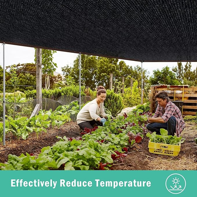 QNLONG Shade Cloth for Garden, 90% Black Shade Net Mesh Tarp with Grommets Sun Shade Cover Tear Resistance for Plants Greenhouse Chicken Coop Vegetables Pergola 6X8FT