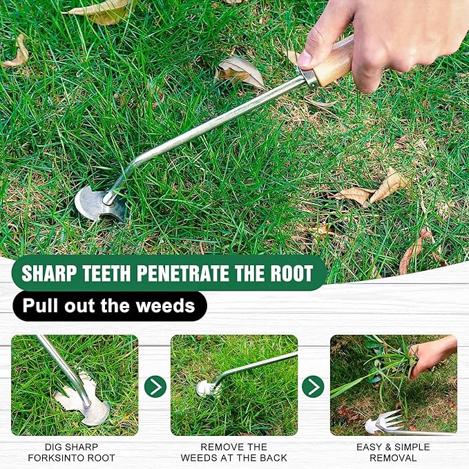 Hand Weeder Tool Garden Weeding Tool, Uprooting Weeding Tool Gardening Weeder Tool, Stainless Steel Gardening Tools for Yard and Garden, 2 Pcs