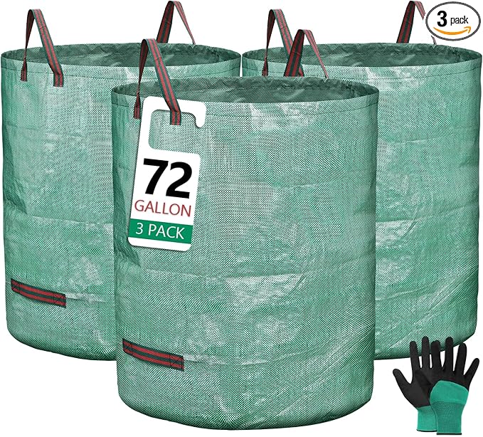 3 Pack 72 Gallon Reusable Yard Waste Bags Heavy Duty Lawn and Leaf Bags Yard Waste Container Garden Grass Bags