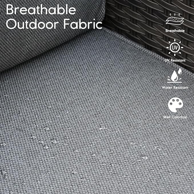 HOOOWOOO 10 Piece Patio Sectional Furniture Set with Swivel Rocking Chairs,Modern Wicker Outdoor Conversation Sofa Sets,Weather Resistant Modular L Shaped Outside Couch Set(Charcoal Grey)