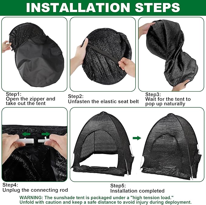 winemana 3 Pcs 70% Garden Plant Shade Tent, 33.5"x35.5"x31.5" UV Resistant Pop Up Sun Shade Netting, Protective Plants Cover for Outdoor Vegetable Fruit, Easy Setup Net to Keep Animals & Insects Out
