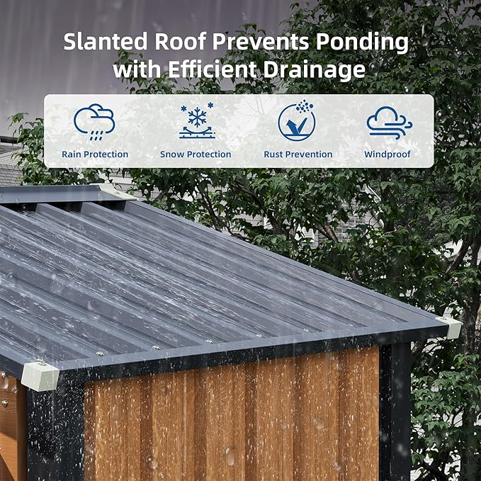 5x3FT Outdoor Storage Shed, Metal Garden Shed with Updated Frame Structure & Double Lockable Doors, Large Tool Shed for Backyard, Patio,Lawn,Utility & Bike Storage