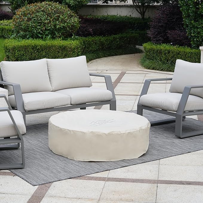 NAGA HABNA 41 Inch Propane Fire Pit Table, Rectangle Outdoor Fire Table w Glass Wind Guard (50,000 BTU), 2 Piece Gas Fire Pit w Blue Fire Glass for Garden, Pool, Backyard