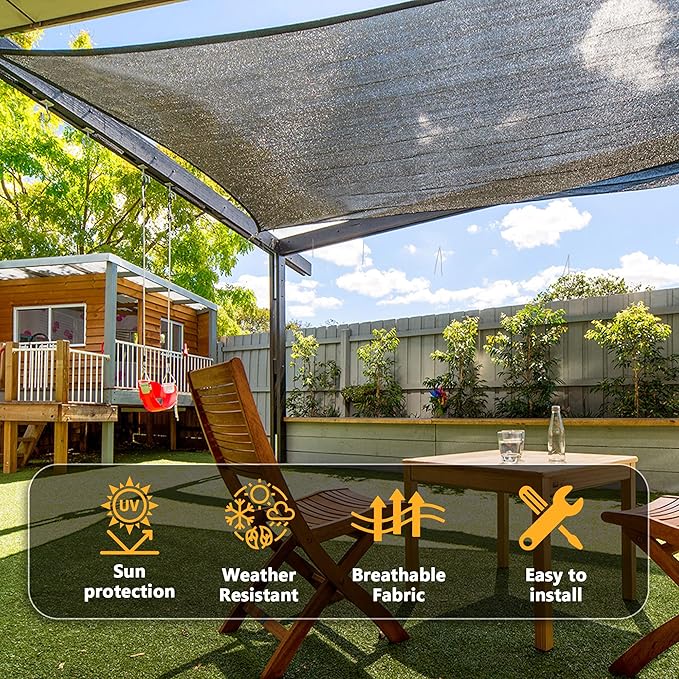VICLLAX 90% Shade Cloth, 17x19FT Durable Black Mesh Trap with Every 3 FT Grommet, Sun Shade Fabric Netting for for Plants Cover, Greenhouse, Chicken Coop, Barn Kennel, Garden Patio
