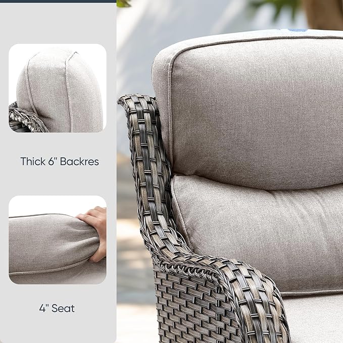 8-Piece Outdoor Patio Cushion Set - Fade & Water Resistant with Removable Olefin Cover, 22x24x4 Inch Memory Foam Cushions for Wicker Sectional Sofa – Beige/Crescent