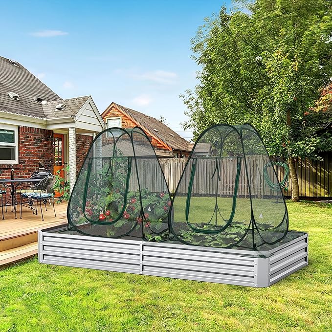 Pop up Garden Netting Cover Plant Guard Cover with 8 Stakes Bird Plant Tent Protector for Vegetables Fruits Flowers (1, 36 * 36 * 39 inch)