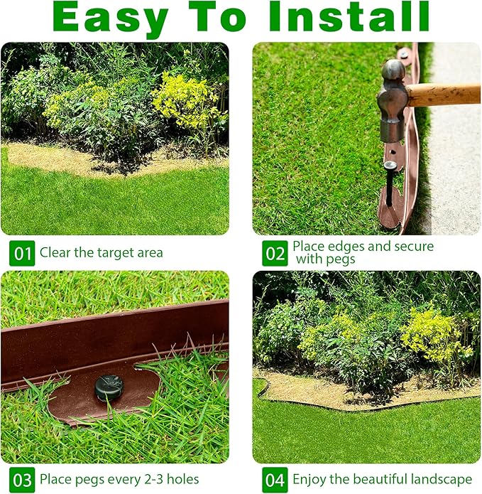 Garden Edging Border,Plastic Edging for Landscaping,Flower Bed, Paver and Lawn Edging Border (2Inchx100FT-2, Brown)
