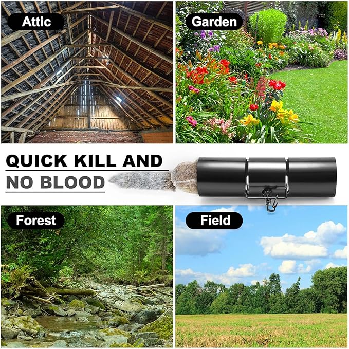 Qualirey Tube Squirrel Trap Rust Resistant Trap 4.5'' in Diameter with a Setting Tongs for Backyards Patios Gardens, Safe and Effective Pest Control Commercial and Residential Use (2 Pcs,15 Inch)
