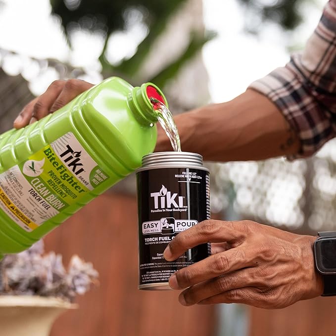 TIKI Clean Burn Mosquito Repellent Torch Fuel – 50 oz., Smokeless & Low-Soot Citronella, Mosquito Repellent, Plant-Based Formula for Outdoor, Patio, Garden & Backyard Torches