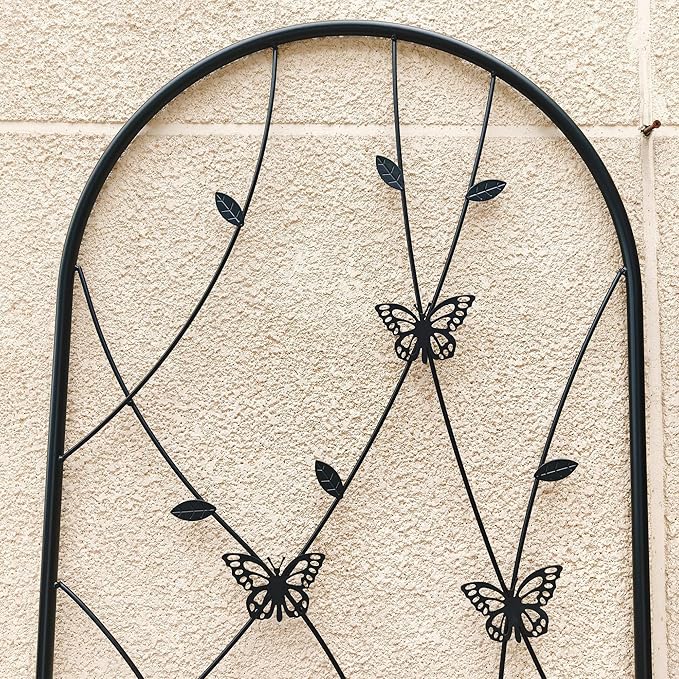 6 Pack Metal Garden Trellis 6FT Outdoor Garden Fence Rustproof Trellis for Climbing Plants Support Roses Flower Lawn Decoration, Black 71" Tall