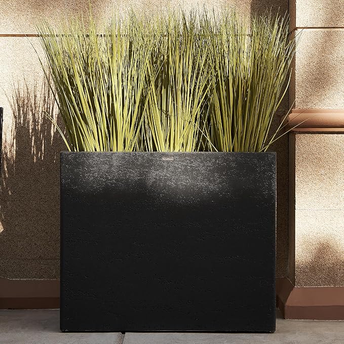 Tall Rectangular Composite ConcretePlanter(30Lx12Wx25H,66 Pounds),Durable All-Weather Use with Drainage Holes,Large Rectangular Planter for Outdoor Indoor Plants