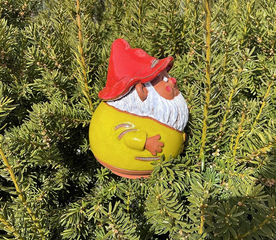 Ceramic Garden Decor - Gnome Lawn stake - Outdoor statue - Perfect, unique gifts for gardeners woman, men, yard gifts - Handmade, Frostproof