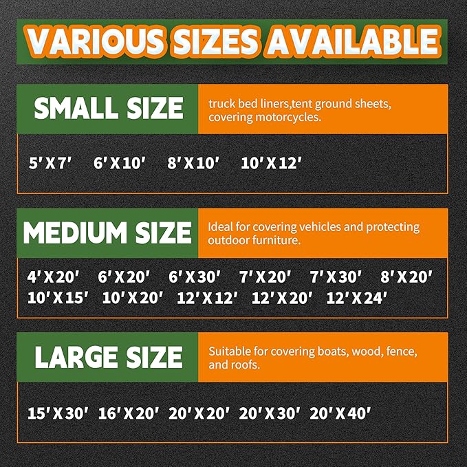 RAINDEWAY 20x30 Feet Heavy Duty Tarp,12 Mil Tan Waterproof Poly Tarp Cover,UV Resistant,Weatherproof,Durable,Multipurpose Tarps with Grommets and Reinforced Edges