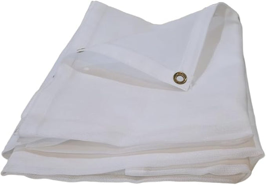 10'X14' (White) Heavy Duty Mesh Tarp Net Sail Sun Shade Awning and Fence Screen Patio and Canopy Cover