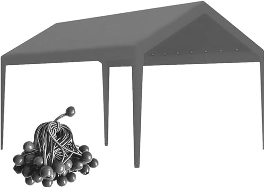 Carport Replacement Canopy, Replacement Top Cover for 12' x 20' Carport Frame, 180G PE Fabric Waterproof & UV Protected Tarp with Ball Bungees, Grey (Only Top Cover, Frame is not Included)